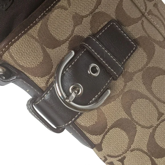 Coach 3577 Vintage Signature Canvas Shoulder Bag Leather Trim Buckle 2005 - Picture 16 of 16